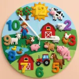 Colorful Farm Animals Kids Room Wall Clock