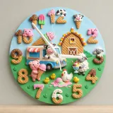 Sweet Ice Cream Farm Animals Kids Room Wall Clock | Playful Nursery Decor, Whimsical Baby Shower Birthday Gift Idea (13.6 inch / 34.5 cm)