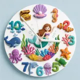 Mermaid Under The Sea Kids Room Wall Clock | Cute Ocean Marine Life Nursery Decor, Baby Girl Room Birthday Gift Idea (13.6 inch / 34.5 cm)