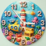 Under the Sea Ocean Animals Kids Room Wall Clock | Nautical Nursery Decor, Boys Playroom Decor, Baby Boy Shower Gift (13.6 inch / 34.5 cm)