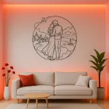 Travel Lovers Pose Metal Wall Art | Romantic Couple Decor
