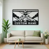 Personalized Propeller Airplane Metal Wall Art with Mountains