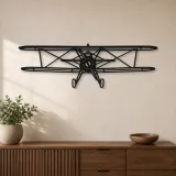 Silhouette d'avion Stearman Front en métal, Décoration murale en métal, Décor aéronautique, Décor d'aviation