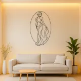 Woman in Oval Frame Metal Wall Art | Feminine Figure Wall Decor
