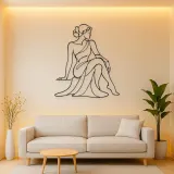 Seated Side Glance Metal Wall Art | Feminine Figure Wall Decor