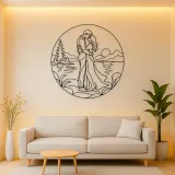 Lakeside Embrace Metal Wall Art | Romantic Couple Decor