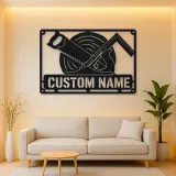 Personalized Carpenter Tools Metal Wall Art with Saw Blade
