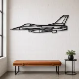 Silhouette d'avion F-16 Falcon en métal, Décoration murale aéronautique