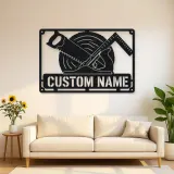 Personalized Carpenter Tools Metal Wall Art with Saw Blade