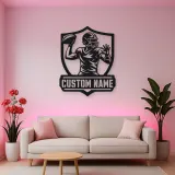 Personalized Quarterback Passing Shield Metal Wall Art