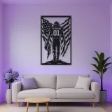 Personalized Number 01 Football Player American Flag Metal Wall Art