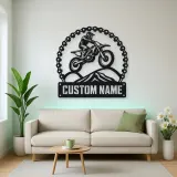 Personalized Motocross Rider Metal Wall Art with Mountain Jump