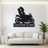 Personalized Lifted Couple Sport Motorcycle Metal Wall Art
