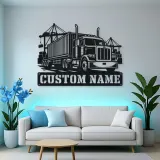 Personalized Container Semi Truck Port Metal Wall Art