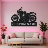 Personalized Seated Couple and Motorcycle Metal Wall Art