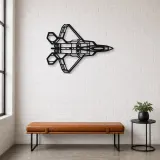 Insegna in metallo silhouette aereo F-22 Raptor Top, Silhouette di aerei in metallo, Decorazione murale di aviazione, Decorazione per aviatori