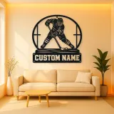 Personalized Ice Hockey Player Metal Wall Art