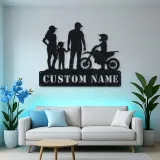 Personalized Motocross Family with Mini Dirt Bike Metal Wall Art