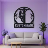Personalized Electrical Lineman Metal Wall Art with Utility Pole