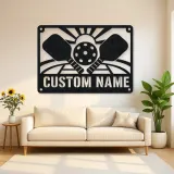 Personalized Pickleball Metal Wall Art with Sunrise Court