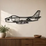 Insegna in metallo silhouette aereo F-86 Sabre, Silhouette di aerei in metallo, Decorazione murale di aviazione, Decorazione per aviatori