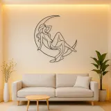 Crescent Reclining Figure Metal Wall Art | Celestial Woman Wall Decor
