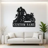 Personalized Biker Wedding Motorcycle Metal Wall Art