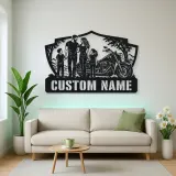 Personalized Family of Four Cruiser Motorcycle Metal Wall Art