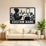 Personalized Doctor Nurse Metal Wall Art with Stethoscope