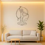 Woman with Silk Ribbon Metal Wall Art | Feminine Figure Wall Decor