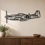 Silhouette d'avion en métal P-51 Mustang, décoration murale aéronautique