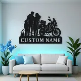 Personalized Adventure Motorcycle Mountain Family Metal Wall Art
