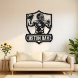 Personalized Quarterback Passing Shield Metal Wall Art
