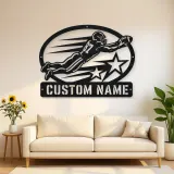 Personalized Number 87 Diving Receiver Stars Metal Wall Art