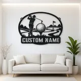 Personalized Golfer Metal Wall Art with Fairway Scene