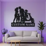 Personalized Scooter Family of Four Metal Wall Art