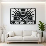 Personalized Welder Metal Wall Art with Torch and Hammer