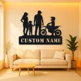 Personalized Motocross Family with Mini Dirt Bike Metal Wall Art