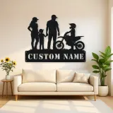 Personalized Motocross Family with Mini Dirt Bike Metal Wall Art