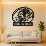 Personalized Running Back Stars and Speed Lines Metal Wall Art