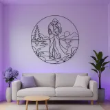 Lakeside Embrace Metal Wall Art | Romantic Couple Decor