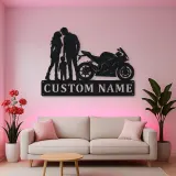 Personalized Sport Bike Family of Three Metal Wall Art