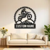 Personalized Motocross Rider Metal Wall Art with Mountain Jump