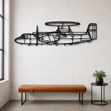 Silhouette en métal d'avion E-2D Hawkeye, décoration murale en métal, décoration aéronautique, cadeau pour aviateurs