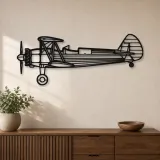 Silhouette in Metallo dell'Aereo Stearman 75, Insegna in Metallo, Decorazione da Parete Aeronautica, Decorazione per Aviatori