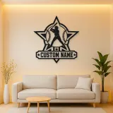 Personalized Baseball Batter Star Badge Metal Wall Art