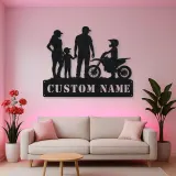 Personalized Motocross Family with Mini Dirt Bike Metal Wall Art