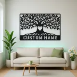 Personalized Leafy Tree Metal Wall Art with Heart