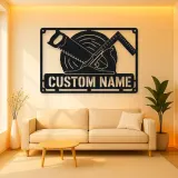 Personalized Carpenter Tools Metal Wall Art with Saw Blade