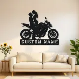 Personalized Modern Motorcycle Couple Metal Wall Art